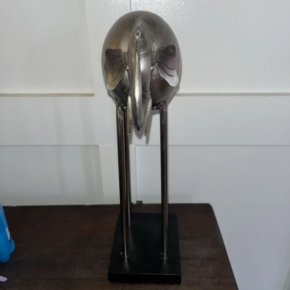 PIER 1 Metal Elephant Sculpture Stainless Steel Decor 12” Dali Streched leg Form